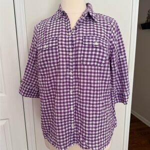 Purple Gingham Button-Up Shirt